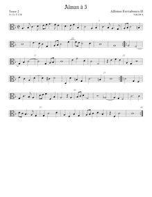 Partition Tenor2 viole de gambe, alto clef, Alman, Ferrabosco Jr., Alfonso