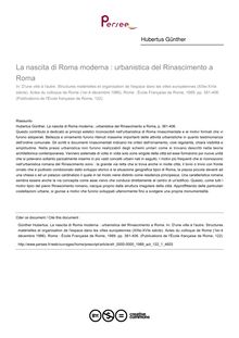 La nascita di Roma moderna : urbanistica del Rinascimento a Roma - article ; n°1 ; vol.122, pg 381-406