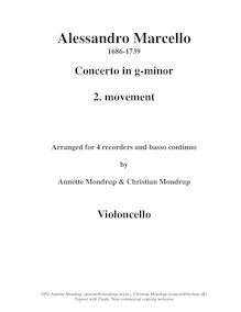 Partition , Adagio - Basso continuo, hautbois Concerto, D minor