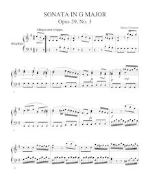 Partition Sonata No.3 en G Major, Three Piano sonates, Op. 29, Clementi, Muzio