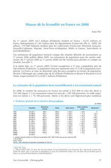 Vue d ensemble - Démographie - Hausse de la fécondité en France en 2008