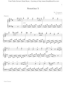Partition Sonatina No.5, 6 sonates Op.36, Clementi, Muzio