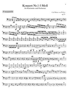 Partition violoncelle, clarinette Concerto No.1, F minor, Weber, Carl Maria von