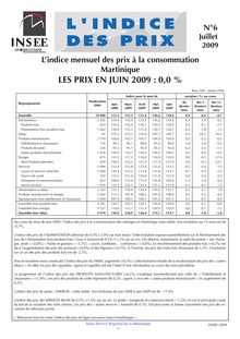 Lindice mensuel des prix en Martinique en juin 2009 : 0,0%
