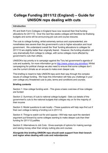 College Funding -Factsheet for reps dealing with cuts 3[1]