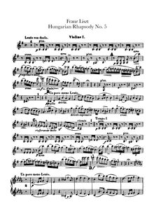 Partition violons I, II, Hungarian Rhapsody No.5, Héroïde-élégiaque