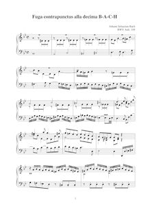 Partition complète, Fugue (on pour theme  B-A-C-H ) en G minor , BWV Anh.109