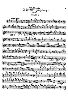 Partition violons I, Symphony No.40, G minor, Mozart, Wolfgang Amadeus par Wolfgang Amadeus Mozart