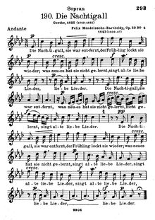 Partition Soprano, 6 chansons im Freien zu singen, Op.59, Mendelssohn, Felix