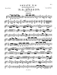 Partition de violon, violon Sonata, A major, Raupach, Hermann Friedrich