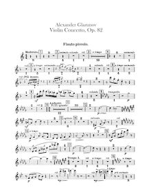 Partition Piccolo, flûte 1, 2, violon Concerto en A minor, Op 82