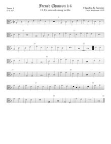 Partition ténor viole de gambe 1, alto clef, French Chanson, Sermisy, Claudin de par Claudin de Sermisy