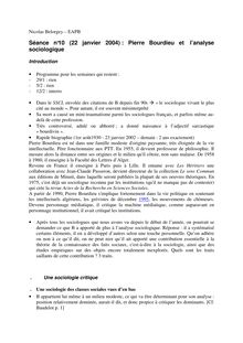 Séance n°10 (22 janvier 2004)   : Pierre Bourdieu et l analyse ...