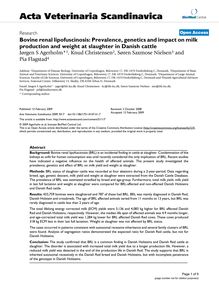 Bovine renal lipofuscinosis: Prevalence, genetics and impact on milk production and weight at slaughter in Danish cattle