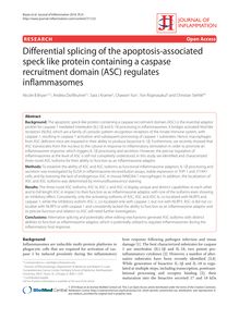 Differential splicing of the apoptosis-associated speck like protein containing a caspase recruitment domain (ASC) regulates inflammasomes