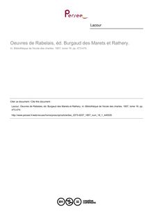 Oeuvres de Rabelais, éd. Burgaud des Marets et Rathery.  ; n°1 ; vol.18, pg 473-474