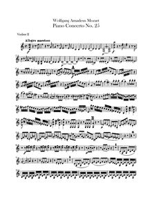 Partition violons II, Piano Concerto No.25, C major, Mozart, Wolfgang Amadeus