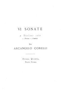 Partition sonates Nos.1-6, 12 violon sonates, Op.5, Corelli, Arcangelo