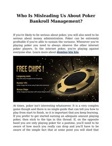 Who Is Misleading Us About Poker Bankroll Management
