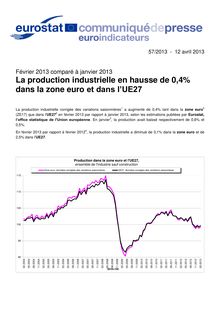 Europe : La production industrielle en hausse de 0,4% dans la zone euro et dans l’UE27