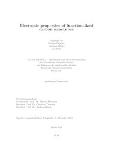 Electronic properties of functionalizedcarbon nanotubes [Elektronische Ressource] / vorgelegt von Matthias Müller