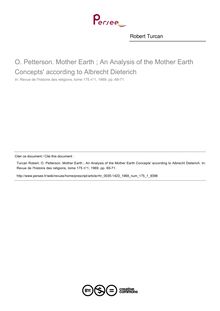 O. Petterson. Mother Earth ; An Analysis of the Mother Earth Concepts  according to Albrecht Dieterich  ; n°1 ; vol.175, pg 69-71
