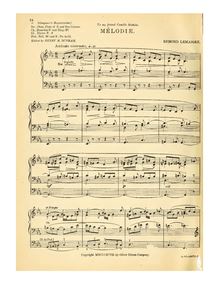 Partition , Mélodie en E♭ major, Douze pièces pour l orgue, Lemaigre, Edmond