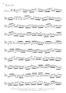 Partition complète (without slurs), violoncelle  No.2 par Johann Sebastian Bach