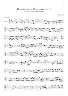Partition parties complètes, Brandenburg Concerto No.3, G major par Johann Sebastian Bach