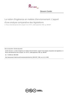 La notion d ingérence en matière d environnement. L apport d une analyse comparative des législations - article ; n°3 ; vol.44, pg 689-697