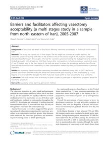 Barriers and facilitators affecting vasectomy acceptability (a multi stages study in a sample from north eastern of Iran), 2005-2007