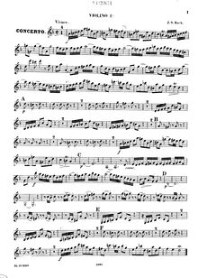 Partition violons I, Concerto pour 2 violons, Double Concerto, D minor