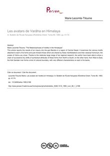 Les avatars de Varāha en Himalaya - article ; n°1 ; vol.80, pg 41-74