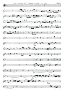 Partition violons I, Concerto pour 2 Harpsichords, C minor, Bach, Johann Sebastian