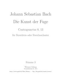 Partition parties complètes, pour Art of pour Fugue, Die Kunst der Fuge par Johann Sebastian Bach