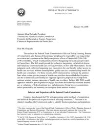 FTC Staff Comment to the Puerto Rico House of Representatives  Regarding Senate Bill 2190 Concerning