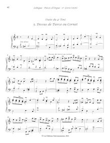 Partition , Dessus de Tierce ou Cornet, Livre d orgue No.1, Premier Livre d Orgue