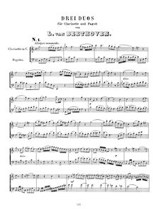 Partition complète, Drei Duos pour clarinette et basson, C, F and B♭ par Ludwig van Beethoven