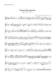 Partition Descant enregistrement  2, Concerto Grosso en B-flat major par George Frideric Handel