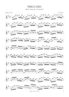 Partition aigu enregistrement , violoncelle  No.1, G major, Bach, Johann Sebastian