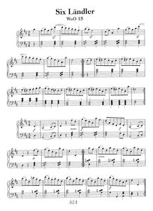 Partition de piano, 6 Ländler pour Two violons et basse (violoncelle), WoO 15 par Ludwig van Beethoven