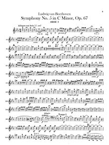 Partition hautbois 1, 2, Symphony No.5, Op.67, C minor, Beethoven, Ludwig van