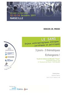 DP colloque le Sang Marseille le 12,13 et 14.10.2011