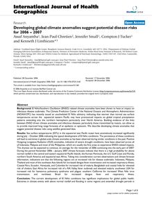 Developing global climate anomalies suggest potential disease risks for 2006 – 2007