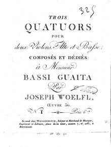 Partition violon 1, 3 corde quatuors, Woelfl, Joseph par Joseph Woelfl