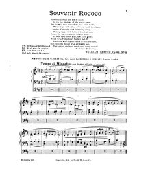 Partition , Souvenir Rococo, 2 pièces pour orgue, Lester, Thomas William