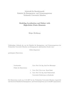 Modeling localization and failure with high order finite elements [Elektronische Ressource] / Holger Heidkamp