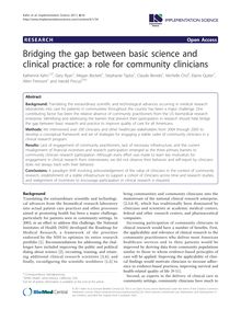 Bridging the gap between basic science and clinical practice: a role for community clinicians