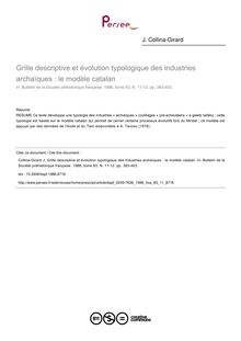 Grille descriptive et évolution typologique des industries archaïques : le modèle catalan - article ; n°11 ; vol.83, pg 383-403