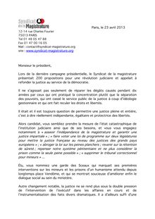 Lettre ouverte du Syndicat de la Magistrature à François Hollande